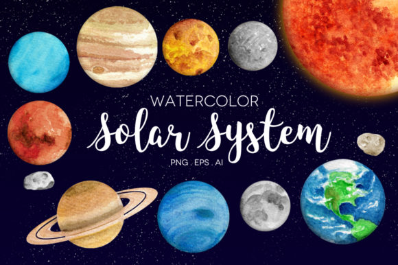 Download Watercolor Solar System Clipart - System Collection