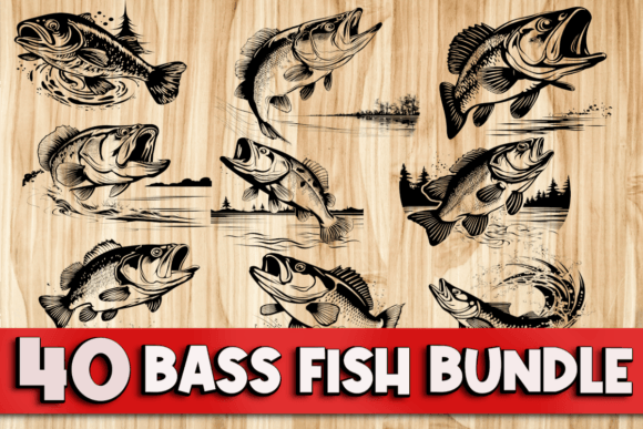 Download Bass Fishing Vector Bundle Svg Png Eps - Bass Collection