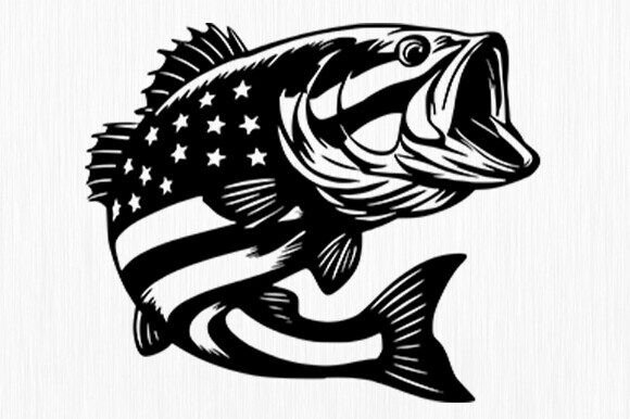 Download Us Bass Fishing Svg,US Flag Fish SVG - Bass Collection
