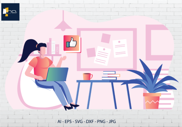 Download Flat Character Girl Was Studying at Cafe - Study Collection