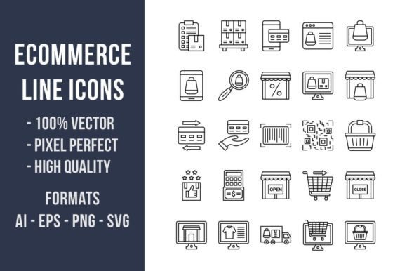 Download 50 Ecommerce Line Icons - Ecommerce Collection