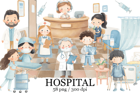 Download Watercolor Hospital Clipart Cute Medical - Hospital Collection