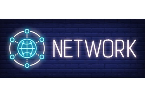 Download Network Neon Text with Global Internet S - Net Collection
