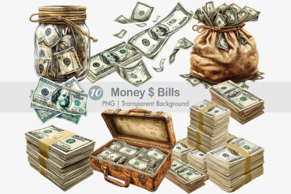 Download Money Clipart, Dollars PNG Bundle - Money Collection