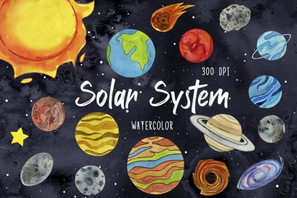 Download Watercolor Solar System Clipart, Planets - Net Collection