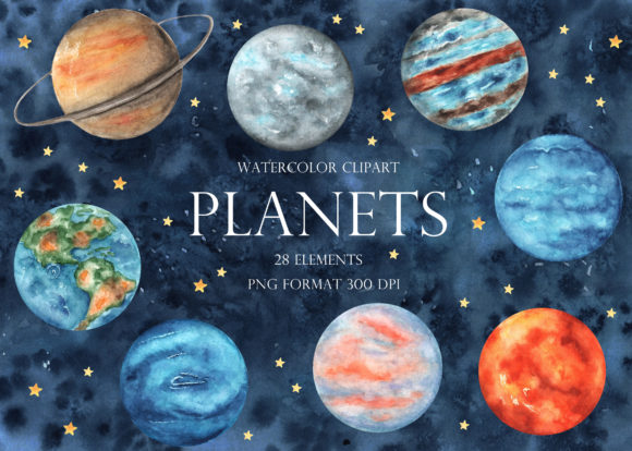 Download Planets Watercolor Clipart. Solar System - Net Collection