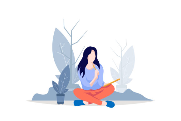 Download A Woman Sitting Studying in the Park. - Study Collection