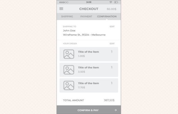 Download Ecommerce Checkout 3 Mobile Wireframe - Ecommerce Collection