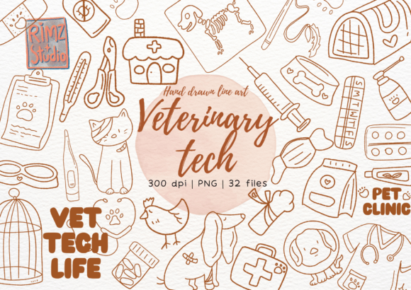 Download Veterinary Tech Elements Hand Drawn PNG - Tech Collection