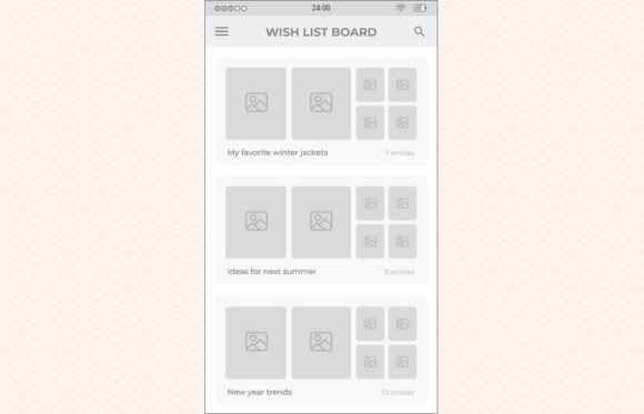 Download Ecommerce Wishlist 02 Mobile Wireframe - Ecommerce Collection