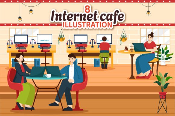 Download 8 Internet Cafe Illustration - Net Collection