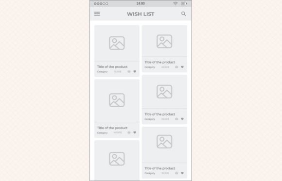 Download Ecommerce Wishlist 01 Mobile Wireframe - Ecommerce Collection