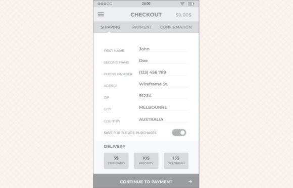 Download Ecommerce Checkout 1 Mobile Wireframe - Ecommerce Collection